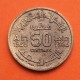 MARRUECOS 50 CENTIMOS 1945 AH1364 ESTRELLA MOHAMMED V KM.41 MONEDA DE LATON MBC+ Morocco WWII