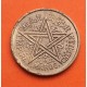 MARRUECOS 50 CENTIMOS 1945 AH1364 ESTRELLA MOHAMMED V KM.41 MONEDA DE LATON MBC+ Morocco WWII