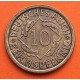 @ESCASA@ ALEMANIA 10 REICHSPFENNIG 1933 J CEREALES República del WEIMAR KM.40 MONEDA DE LATON MBC+ Germany