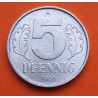ALEMANIA DEMOCRATICA 5 PFENNIG 1968 A ESCUDO Régimen Comunista KM.5 MONEDA DE ALUMINIO SC Germany DDR RDA