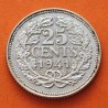 HOLANDA 25 CENTIMOS 1941 REINA GUILLERMINA KM.164 MONEDA DE PLATA EBC + MANCHITAS Netherlands WWII