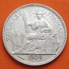 @ESCASA@ INDOCHINA 1 PIASTRA 1909 A DAMA KM.5A MONEDA DE PLATA EBC- Indochine Francaise 1 Piastre de Commerce