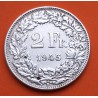 SUIZA 2 FRANCOS 1945 B GUILLERMO TELL EPOCA NAZI KM.25 MONEDA DE PLATA PLATA EBC- Switzerland 2 Francs silver coin WWII
