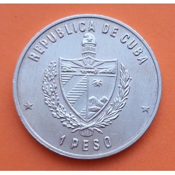 CUBA 1 PESO 1986 XIII CAMPEONATO MUNDIAL DE FUTBOL EN MEXICO KM.122 MONEDA DE NICKEL SC- caribbean coin