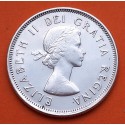 CANADA 25 CENTAVOS 1960 REINA ISABEL II y ALCE KARIBOU KM.62 MONEDA DE PLATA EBC- silver coin