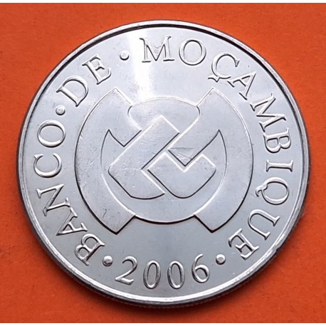 MOZAMBIQUE 5 METICAIS 2006 XILOFONO y BANCO CENTRAL KM.101 MONEDA DE ACERO EBC Mocambique