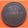 @ESCASA - ALABEADA@ SUECIA 5 ORE 1907 SIGLAS DEL REY GUSTAV V KM.779 MONEDA DE COBRE MBC- Sweden