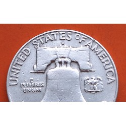 ESTADOS UNIDOS 1/2 DOLAR 1958 D BENJAMIN FRANKLIN y CAMPANA KM.163 MONEDA DE PLATA MBC USA Half silver dollar R/1