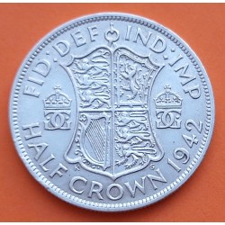 INGLATERRA 1/2 CORONA 1942 REY JORGE VI 2ª GUERRA MUNDIAL KM.856 MONEDA DE PLATA MBC++ UNITED KINGDOM Half Crown WWII