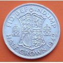 INGLATERRA 1/2 CORONA 1942 REY JORGE VI 2ª GUERRA MUNDIAL KM.856 MONEDA DE PLATA MBC++ UNITED KINGDOM Half Crown WWII
