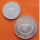 . 2 monedas PROOF + IMPERFECCIONES x CUBA 5 PESOS 1975 + 10 PESOS 1975 XXV AÑOS DEL BANCO NACIONAL KM.36+37 PLATA R/3
