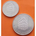 . 2 monedas PROOF + IMPERFECCIONES x CUBA 5 PESOS 1975 + 10 PESOS 1975 XXV AÑOS DEL BANCO NACIONAL KM.36+37 PLATA R/3