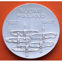 FINLANDIA 10 MARKKAA 1967 PAJAROS EN VUELO 50 Años de INDEPENDENCIA KM.50 MONEDA DE PLATA SC Finnland silver coin