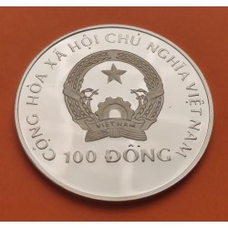 VIETNAM 100 DONG 1989 REMO BARCELONA OLYMPIC GAMES KM.31 MONEDA DE PLATA PROOF Viet-nam silver coin