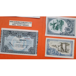 @ESPECTACULAR CONSERVACION@ EUSKADI 5+10+25+50+100 PESETAS 1937 BILBAO Juego de 5 BILLETES de EUZKADI 1936 GUERRA CIVIL R/7