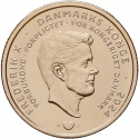 . 1ª MONEDA DEL REY de DINAMARCA FREDERIK X - 20 KRONER 2024 REINA MARGARITA II ENTREGA SU TRONO LATÓN SC Denmark Margrethe