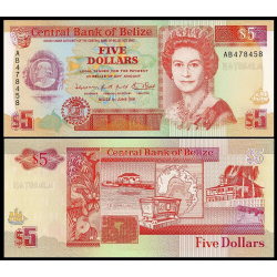 @ESCASO@ BELIZE 5 DOLARES 1991 CAYO DE SAN JORGE y ATAUD CEREMONIAL Reina ISABEL II Pick 53B BILLETE SC $5 Dollars UNC BANKNOTE