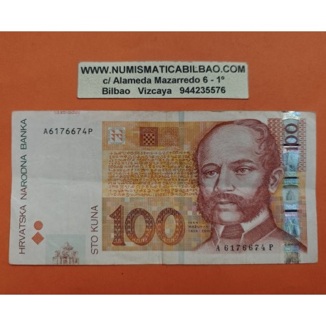 . @PVP NUEVO 85€ - RARO@ CROACIA 100 KUNA 2002 IVAN MAZURANIC e IGLESIA Pick 41A BILLETE CIRCULADO Croatia