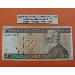. @PVP NUEVO 160€@ LITUANIA 50 LITU 2003 J.BASANIVICIUS y TEMPLO Pick 67 BILLETE CIRCULADO Lithuania 50 Litas