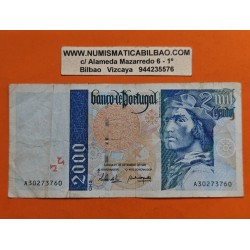 . @PVP NUEVO 80€@ PORTUGAL 2000 ESCUDOS 1995 BARTOLOMEU DIAS, MAPA y BARCOS Pick 189 BILLETE MUY CIRCULADO y RARO
