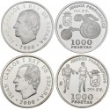 . 2 monedas + CÁPSULAS x ESPAÑA 1000 PESETAS 2000 JUEGOS PARALIMPICOS DE SIDNEY ATLETISMO CIEGOS + SILLA PLATA NO ESTUCHE