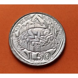 VATICANO 50 LIRAS 1975 NIÑO y FIERAS AÑO SANTO PABLO VI KM.129 MONEDA DE ACERO SC 50 Lire