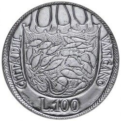 VATICANO 100 LIRAS 1975 AÑO SANTO ESCUDO PAPA PABLO VI KM.130 MONEDA DE ACERO SC Vatican 100 Lire