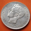 . @PRECIOSA - RAYITAS@ ESPAÑA 5 PESETAS 1896 * 18 96 PGV REY ALFONSO XIII KM.707 MONEDA DE PLATA (DURO) Spain silver R/1
