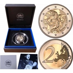 . @PROOF@ FRANCIA 2 EUROS 2020 GENERAL CHARLES DE GAULLE 1ª MONEDA CONMEMORATIVA ESTUCHE y CERTIFICADO France coin