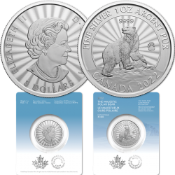 . 1 aaaacoin x CANADA 5 DOLARES 2022 OSO POLAR MONEDA DE PLATA SC $5 Dollars OZ OUNCE 1 ONZA THE MAJESTIC POLAR BEAR