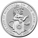. 8ª moneda x INGLATERRA 5 LIBRAS 2020 Serie QUEEN'S BEASTS WHITE LION OF MORTIMER 2 ONZAS de PLATA PURA 9999 Oz LEON