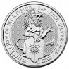 . 8ª moneda x INGLATERRA 5 LIBRAS 2020 Serie QUEEN'S BEASTS WHITE LION OF MORTIMER 2 ONZAS de PLATA PURA 9999 Oz LEON