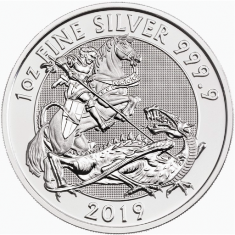 . 1º AÑO DE EMISIÓN x INGLATERRA 2 LIBRAS 2019 VALIANT SAN JORGE y EL DRAGON MONEDA DE PLATA cápsula silver coin OZ ONZA