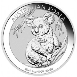 AUSTRALIA 1 DOLAR 2019 KOALA EN RAMA MONEDA DE PLATA PURA SC $1 Dollar Coin OZ OUNCE ONZA silver bullion