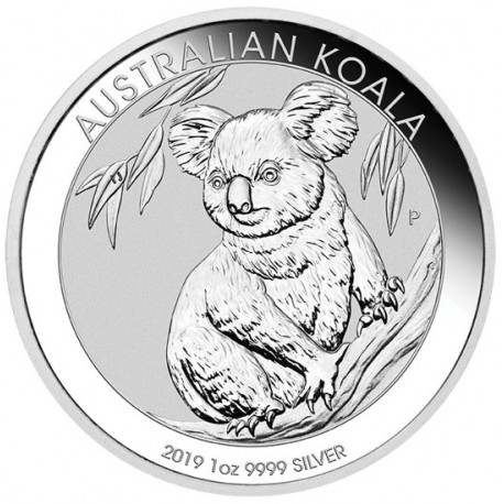 AUSTRALIA 1 DOLAR 2019 KOALA EN RAMA MONEDA DE PLATA PURA SC $1 Dollar Coin OZ OUNCE ONZA silver bullion