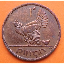 IRLANDA 1 PENIQUE 1941 GALLINA y POLLUELOS KM.11 MONEDA DE BRONCE MBC Ireland Eire 1 Penny WWII