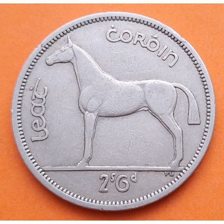IRLANDA 1/2 CORONA 1962 CABALLO STALLION KM.16A MONEDA DE NICKEL MBC Eire Ireland 2 Shllling 6 D.