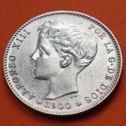 . @PRECIOSA@ ESPAÑA Rey ALFONSO XIII 1 PESETA 1900 * 19 00 SMV KM.706 MONEDA DE PLATA SC- Spain silver R/5