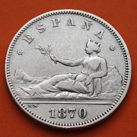 ESPAÑA Gobierno Provisional 2 PESETAS 1870 * 18 73 DEM DAMA SENTADA KM.654 MONEDA DE PLATA Spain silver R/4