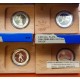 . 4 monedas PROOF x ESPAÑA 2000 PESETAS 1990 OLIMPIADA BARCELONA 1ª SERIE PLATA Estuches EMBLEMA FUTBOL CASTELLERS ARQUERO