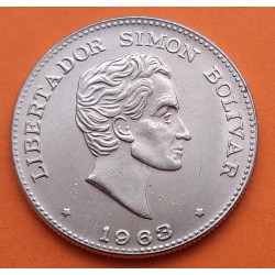 COLOMBIA 50 CENTAVOS 1963 SIMON BOLIVAR y ESCUDO KM.217 MONEDA DE NICKEL SC- República Colombiana