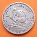 NUEVA ZELANDA 1 SHILLING 1952 ABORIGEN CON LANZA Rey JORGE VI KM.27.2 MONEDA DE NICKEL MBC+ New Zealand