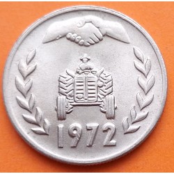 @Ceca de STTUTGART@ ARGELIA 1 DINAR 1972 TRACTOR - FAO KM.104.2 Tipo Letras gruesas MONEDA DE NIKEL SC- Algeria Algerie