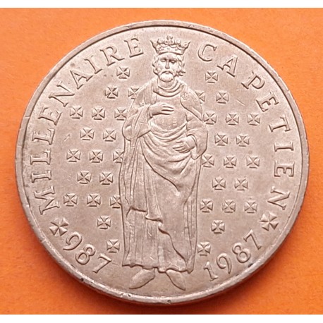 FRANCIA 10 FRANCOS 1987 MILLENAIRE CAPETIEN KM.961D MONEDA DE LATON MBC France 10 Francs R/2