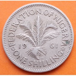 Federation of NIGERIA 1 SHILLING 1961 PALMERA ISABEL II KM.5 MONEDA DE NICKEL MBC- British Africa