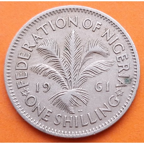 Federation of NIGERIA 1 SHILLING 1961 PALMERA ISABEL II KM.5 MONEDA DE NICKEL MBC- British Africa
