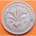 Federation of NIGERIA 1 SHILLING 1961 PALMERA ISABEL II KM.5 MONEDA DE NICKEL MBC- British Africa