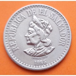 EL SALVADOR 1 COLON 1985 CRISTOBAL COLON y VALOR KM.123 MONEDA DE NICKEL MBC Acuñada en Mëxico