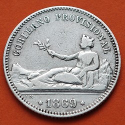 . @RARA@ ESPAÑA Gobierno Provisional 1 PESETA 1869 SNM DAMA SENTADA KM.652 MONEDA DE PLATA Spain R/1