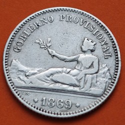 . @RARA@ ESPAÑA Gobierno Provisional 1 PESETA 1869 SNM DAMA SENTADA KM.652 MONEDA DE PLATA Spain R/1